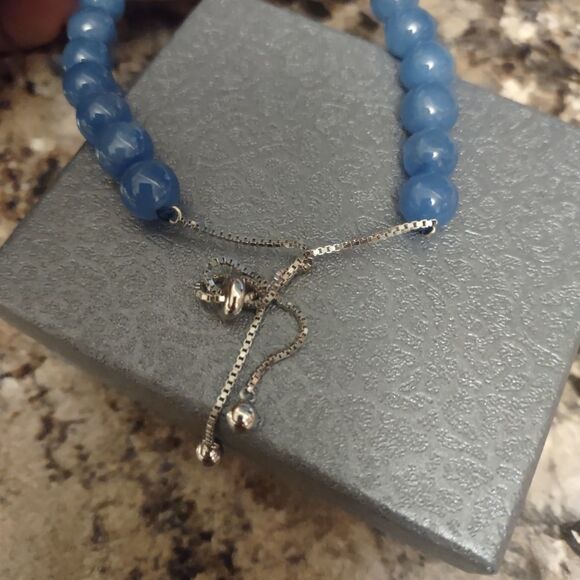 Azure Beaded Bracelet with Silver Accents - Picture 10 of 14